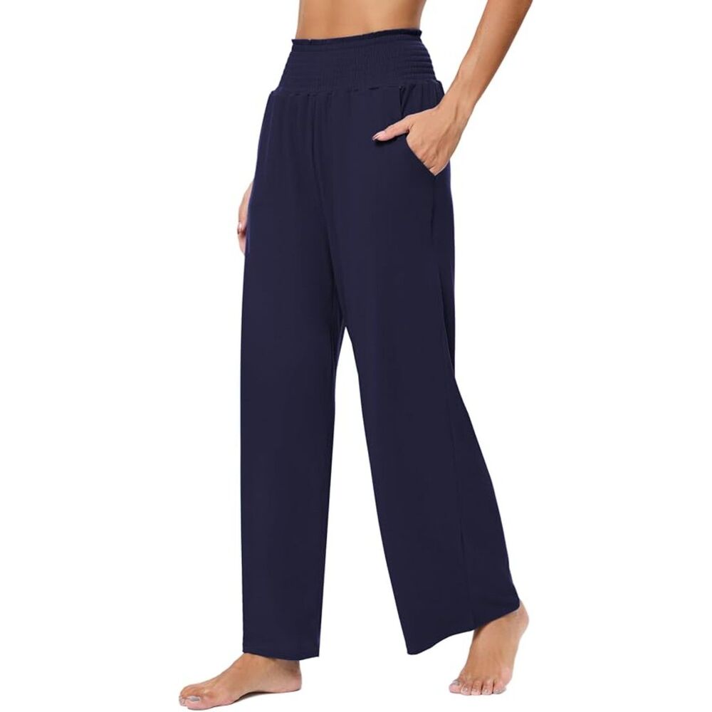 iChunhua Maternity Smocked High Waist Wide Leg Casual Loose Palazzo Pants Sz XL